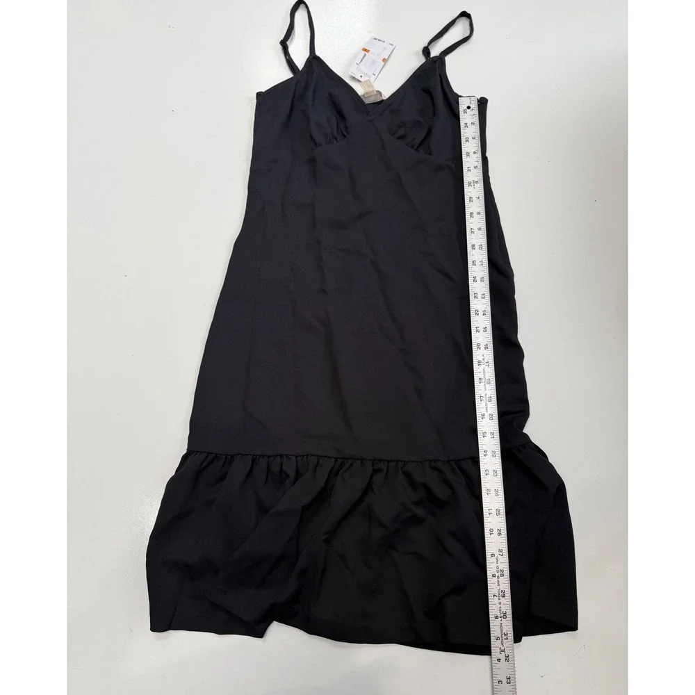 Michael Kors Black Ruffle Hem Mini Dress V-Neck Spaghetti Strap NWT Small